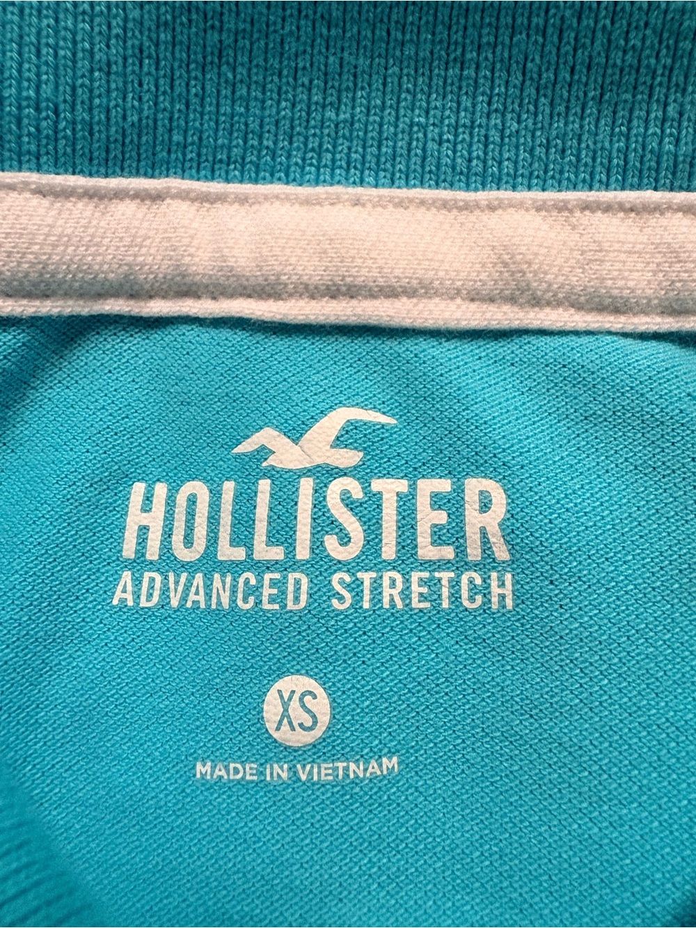 Hollister Advanced Stretch Men's XS Turquoise Blue Polo - Picture 3 of 3